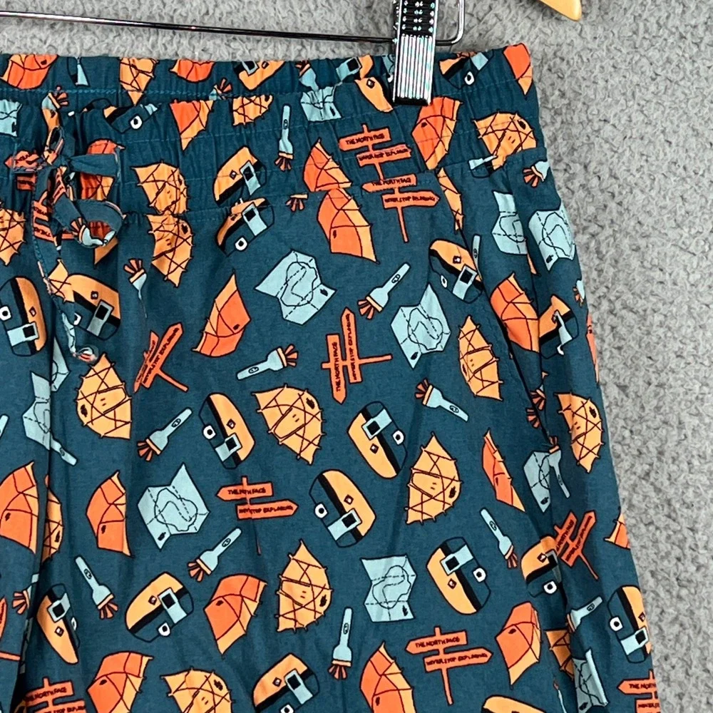 The North Face Mens Class V Camping Print Shorts Teal Orange‎ Large Novelty L